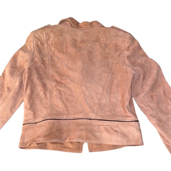 🚫SOLD🚫 White House Black Market Genuine Leather Suede Blush Moto Jacket - Picture 6 of 16